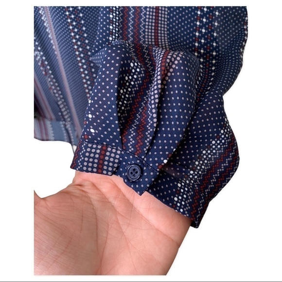 Anthropologie Pleione Semi Sheer Blouse lace up - Picture 2 of 10